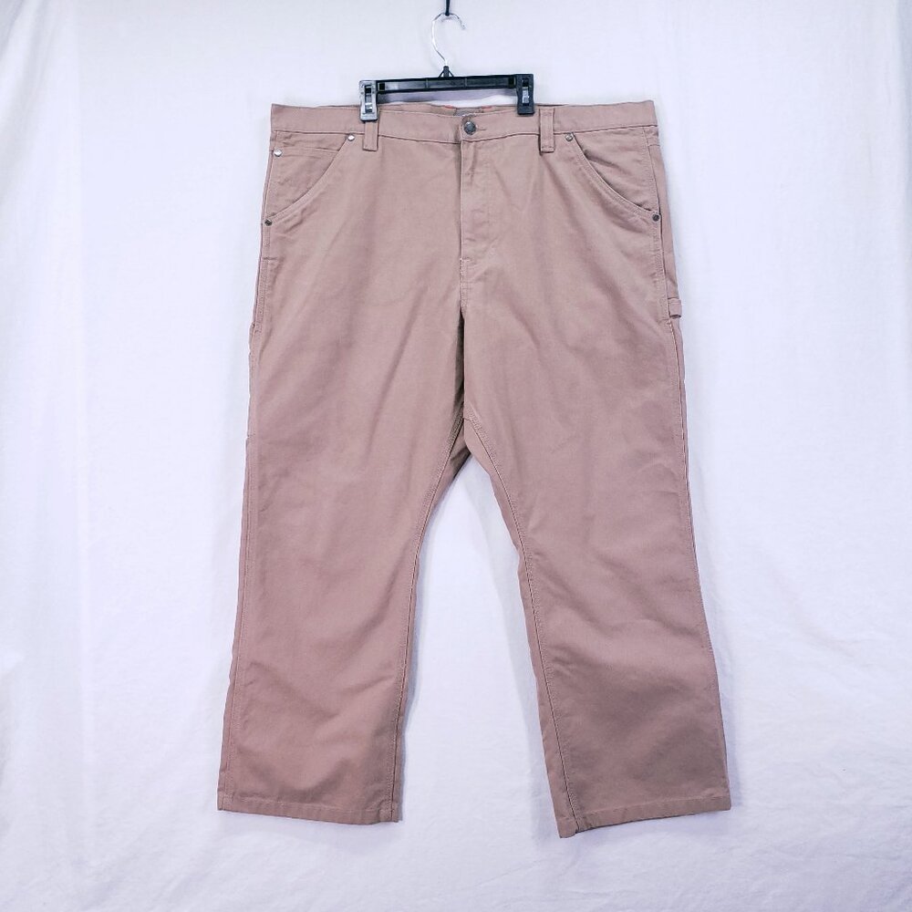 Craftsman Beige Canvas Carpenter Workwear Thick Straight Pants Size W42 X 30L